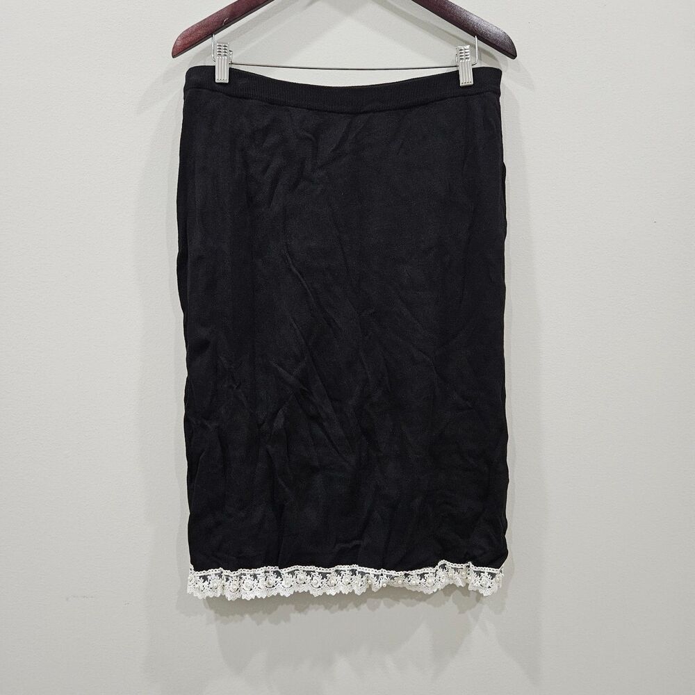 Grace Knit Dressing Womens Fairy Grunge Midi Skirt Size L Black Lace Whimsygoth